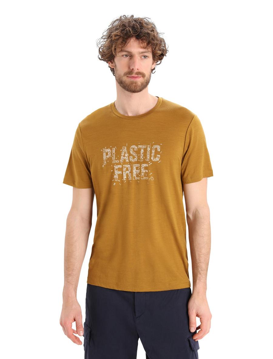 Icebreaker Merino Tech Lite II Lyhyt Sleeve Plastic Free Miesten T Paidat Ruskea | FI 1186MQZA